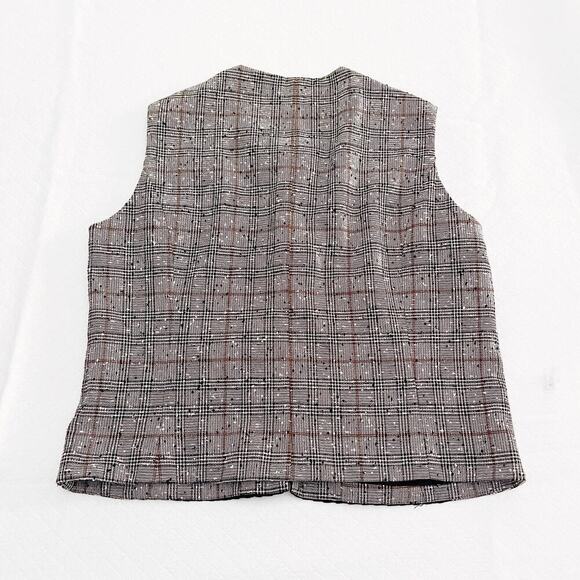 Cassini Pleated Front Tweed Sleeveless Vest Blazer Black & White SZ40 - Picture 4 of 5